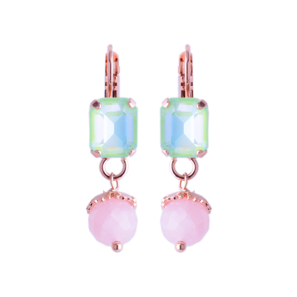 Small Emerald Leverback Earrings with Drop in "Bloom" *Custom*