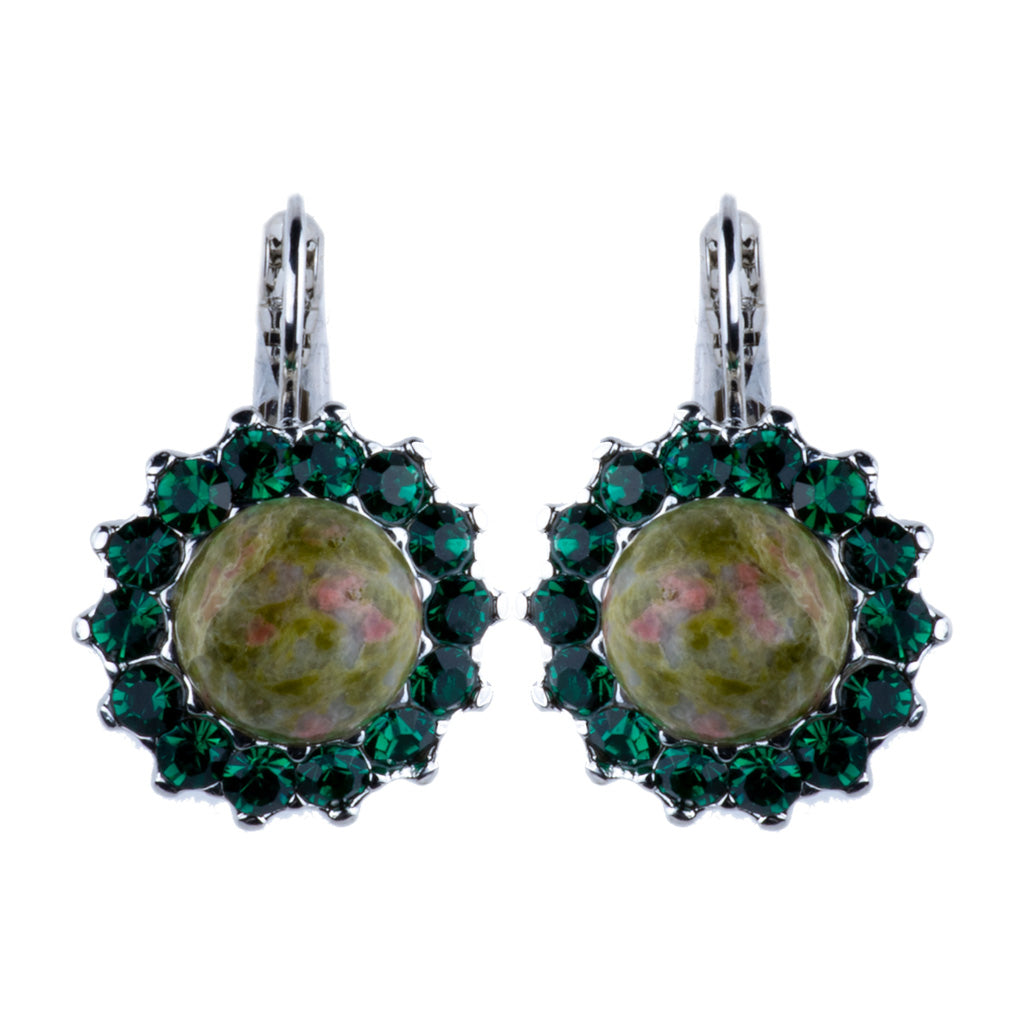 Extra Luxurious Rosette Leverback Earrings in "Deep Forest" *Custom*