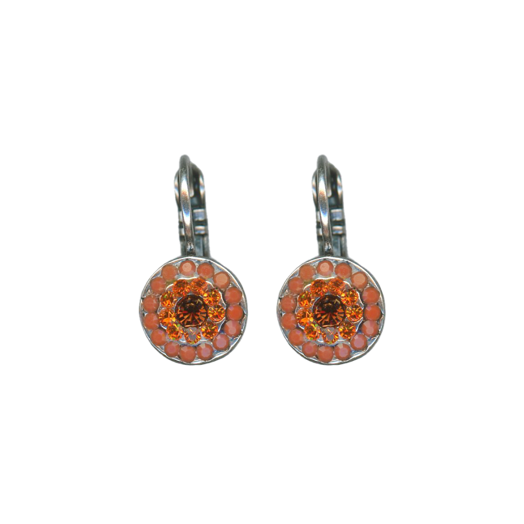 Small Pavé Leverback Earrings in "Pumpkin Spice" - Antique Silver