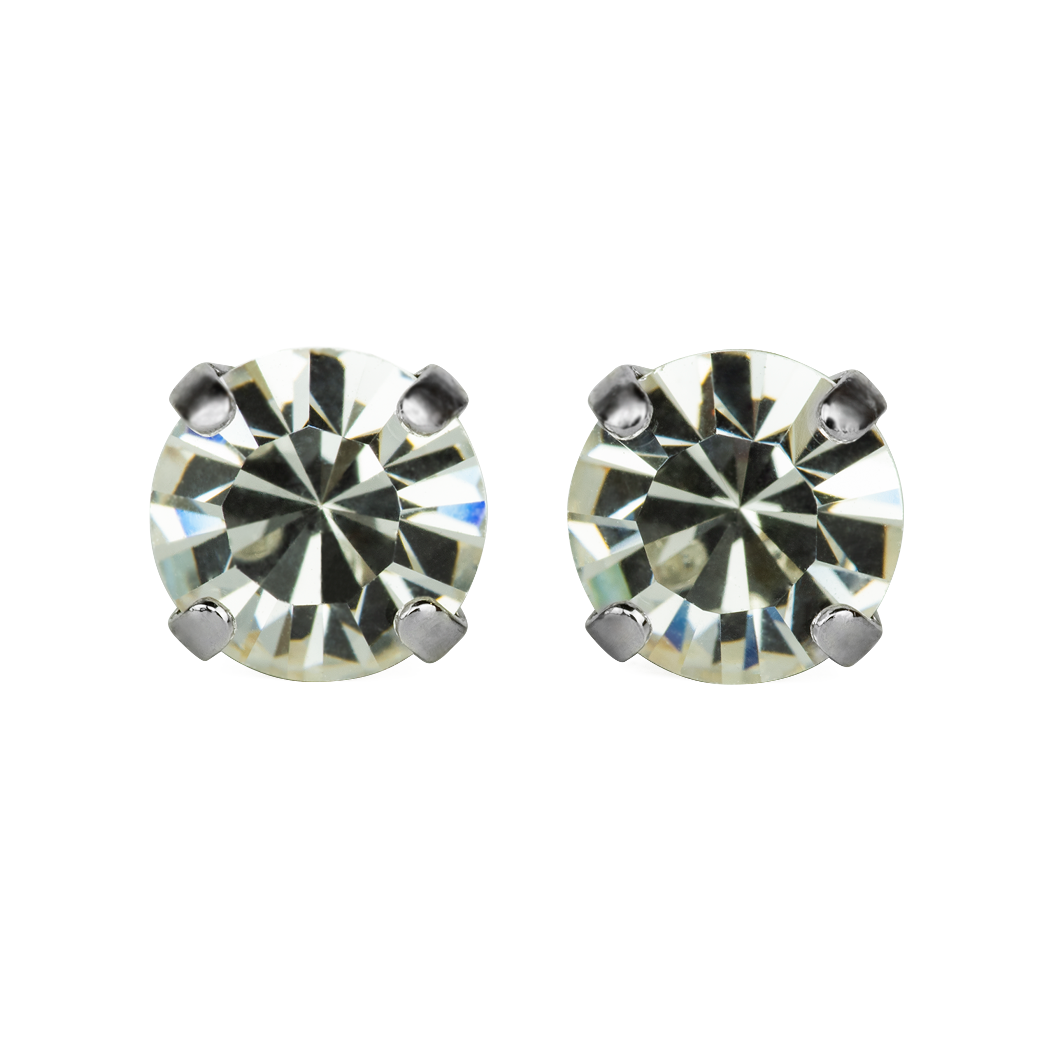Medium Everyday Post Earrings in "Clear" - Rhodium