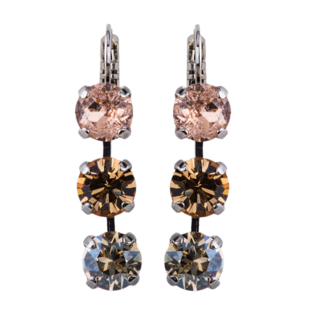 Medium Three Stone Leverback Earrings in "Desert Rose" *Custom*