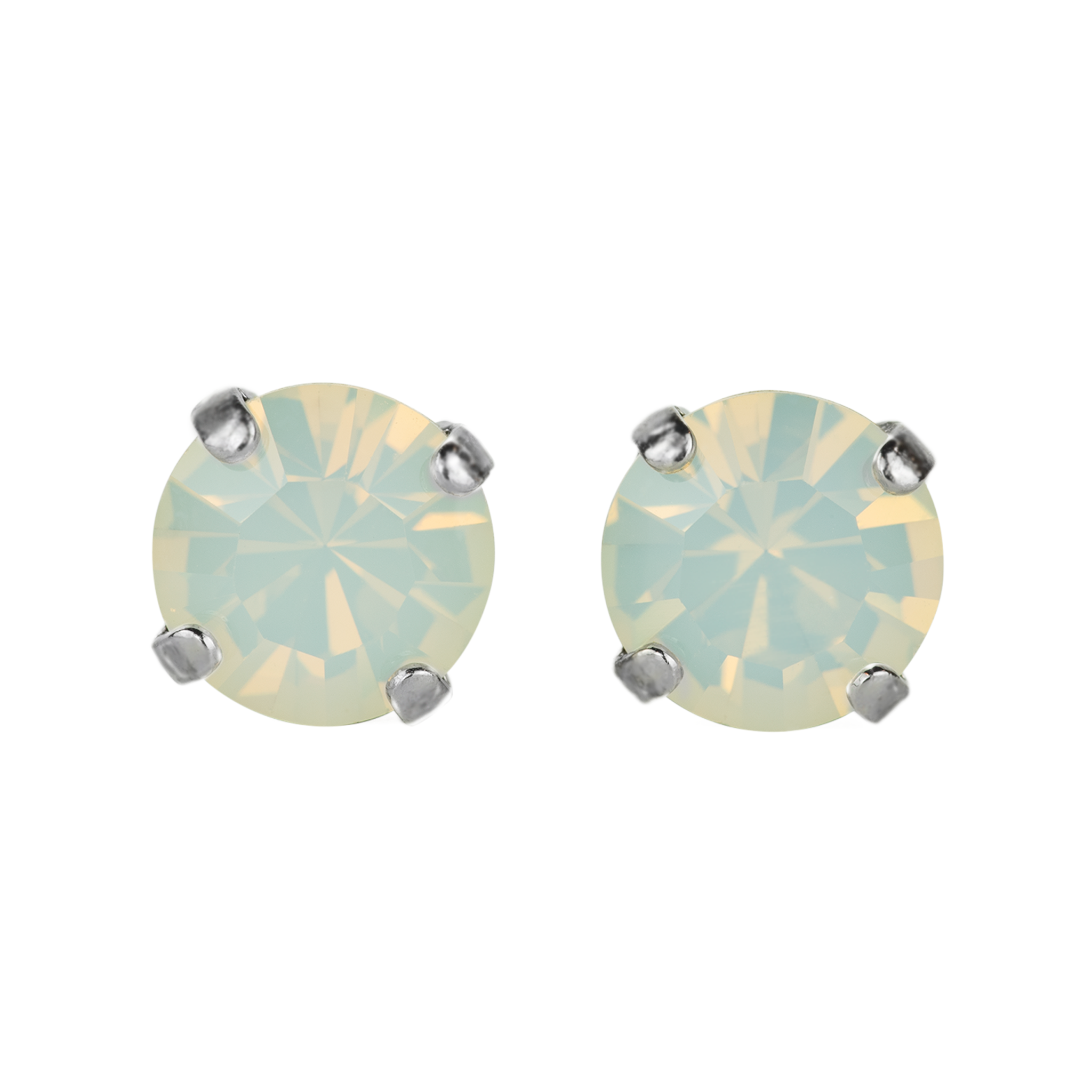Medium Everyday Post Earrings in "White Opal"- Rhodium