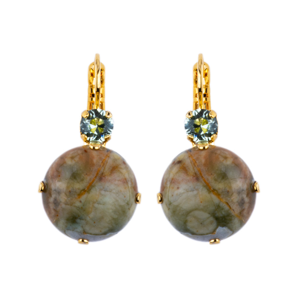 Extra Luxurious Double Stone Leverback Earrings in "Terra" *Custom*