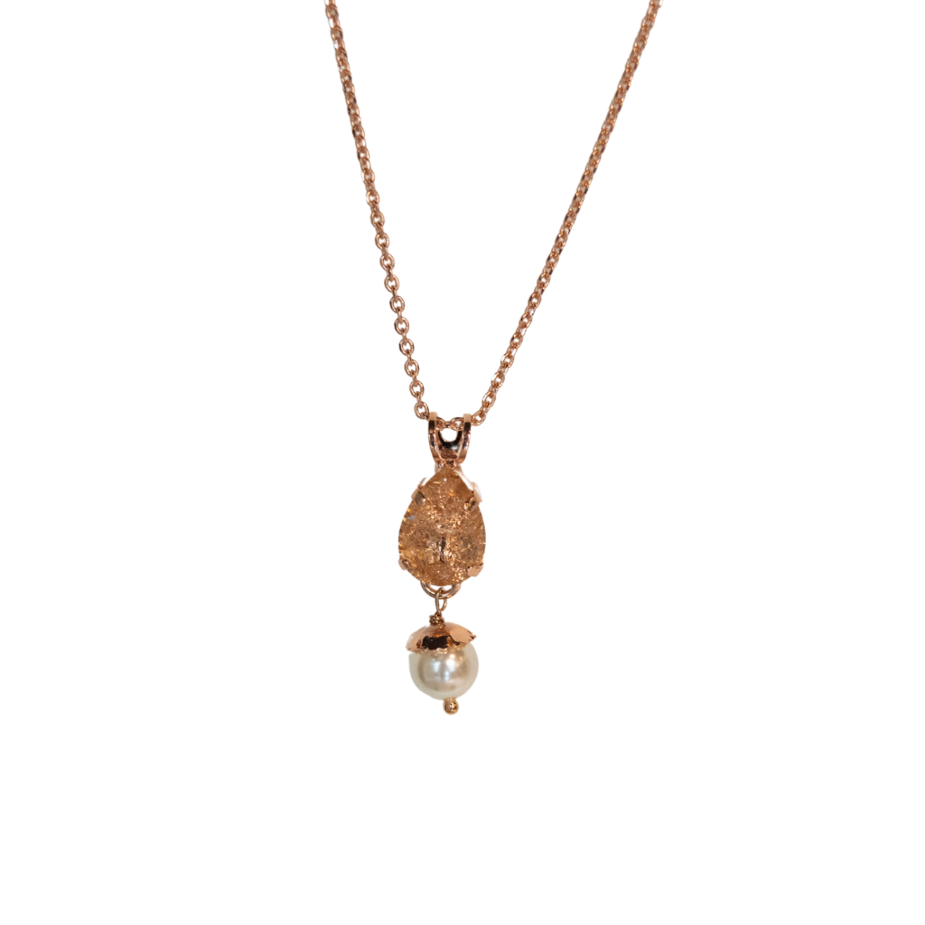 Medium Pear Pendant with Drop in "Desert Rose"- Rose Gold