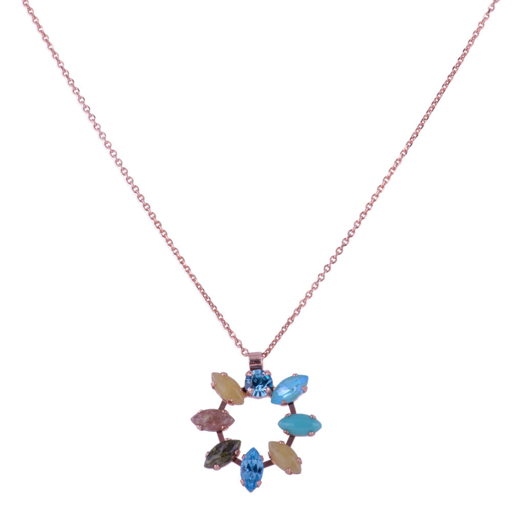 Marquise Open Pendant in "Aqua Vista" - Rose Gold