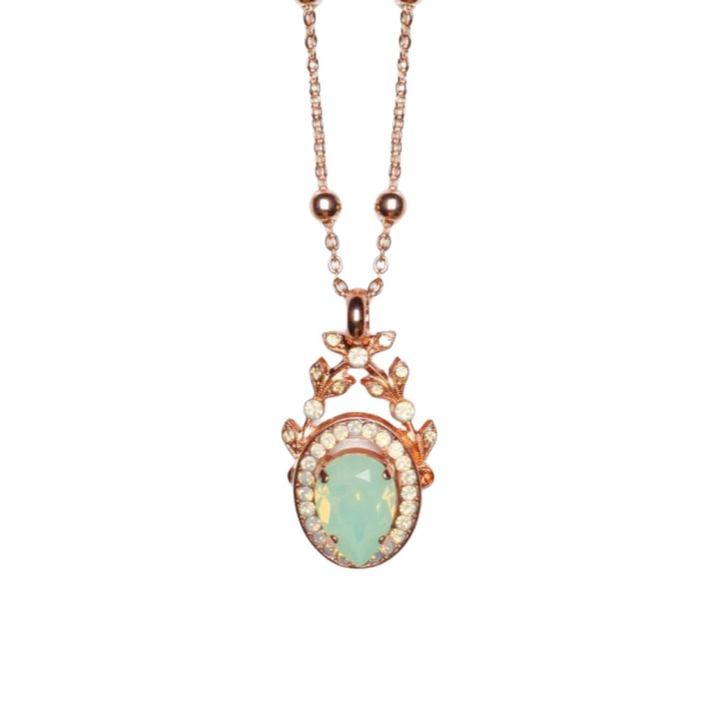 Long Embellished Pear Pendant in "Seaglass" *Custom*