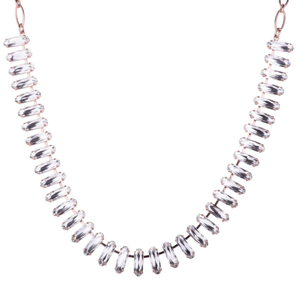 Long Oval Necklace in "Clear" - Rose Gold