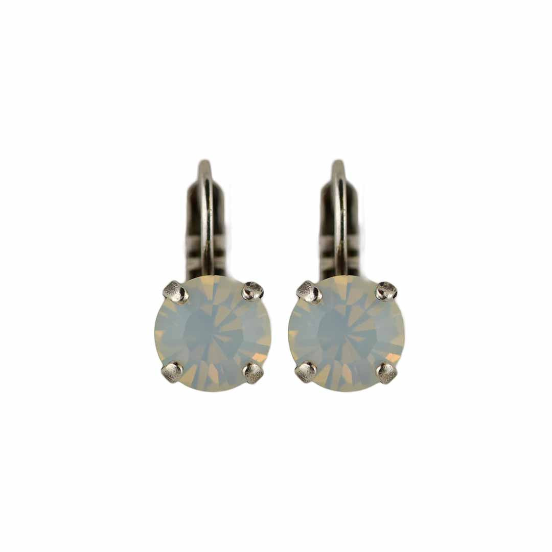 Medium Everyday Leverback Earrings in "White Opal" *Custom*