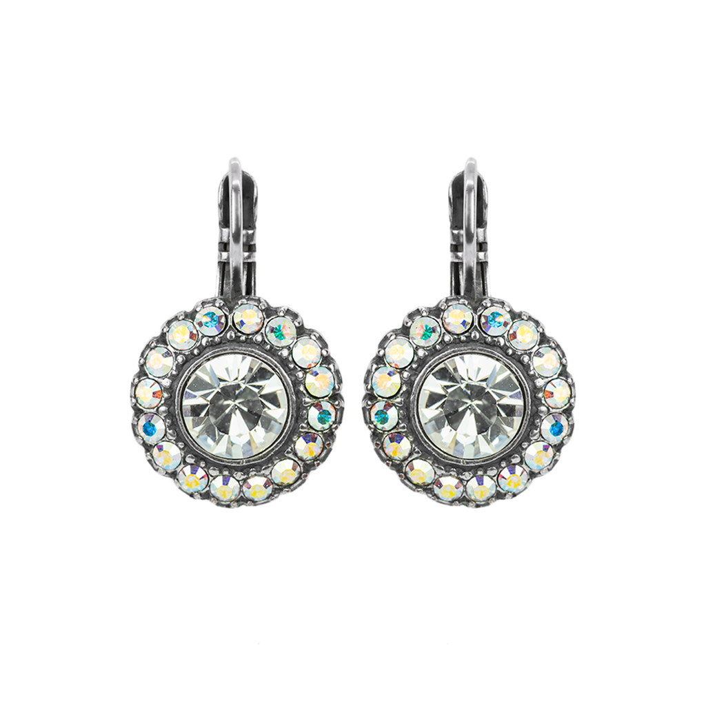 Halo Disc Bridal Leverback Earrings in "On A Clear Day" *Custom*