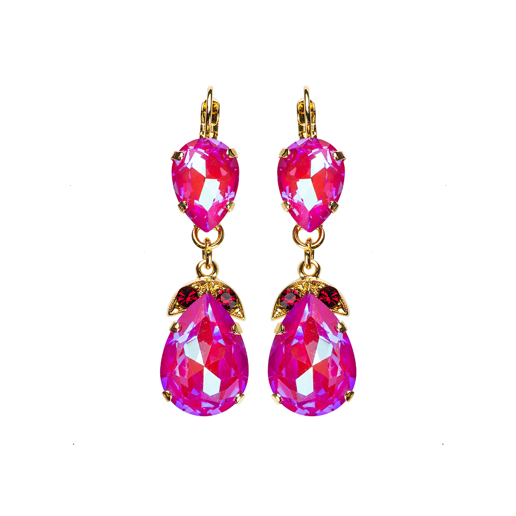 Double Pear Embellished Leverback Earrings in Sun-Kissed "Blush" *Custom*