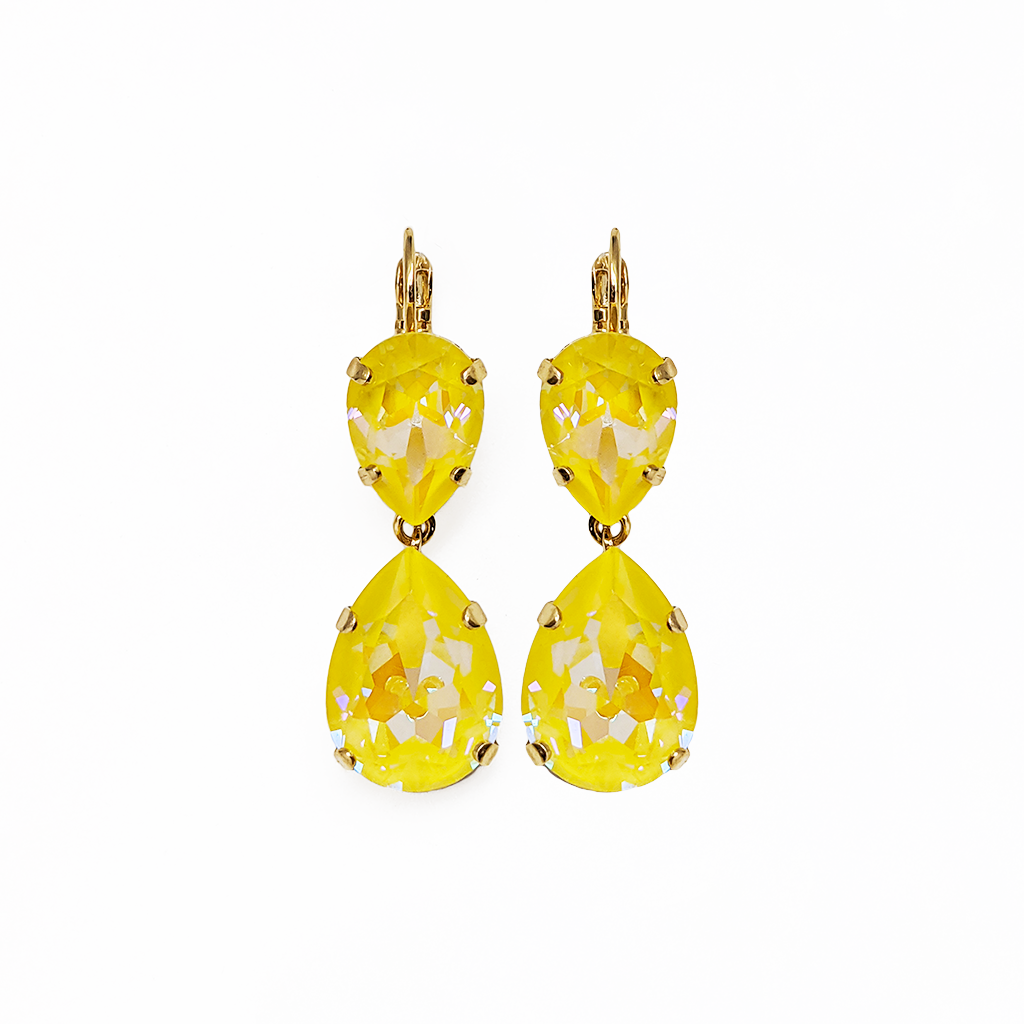 Extra Luxurious Double Pear Leverback Earrings in Sun-Kissed "Sunshine" *Custom*