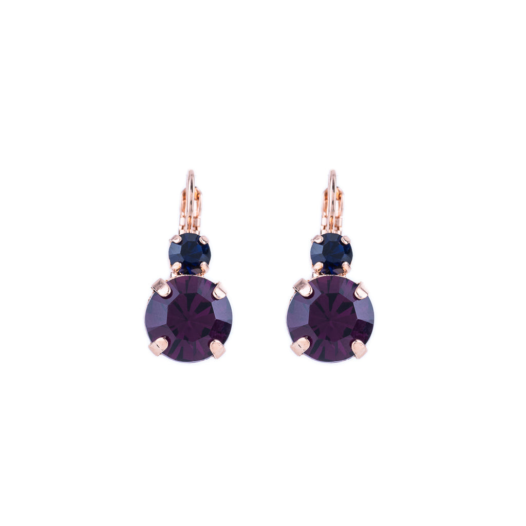 Large Double Stone Leverback Earrings in "Wildberry" *Custom*