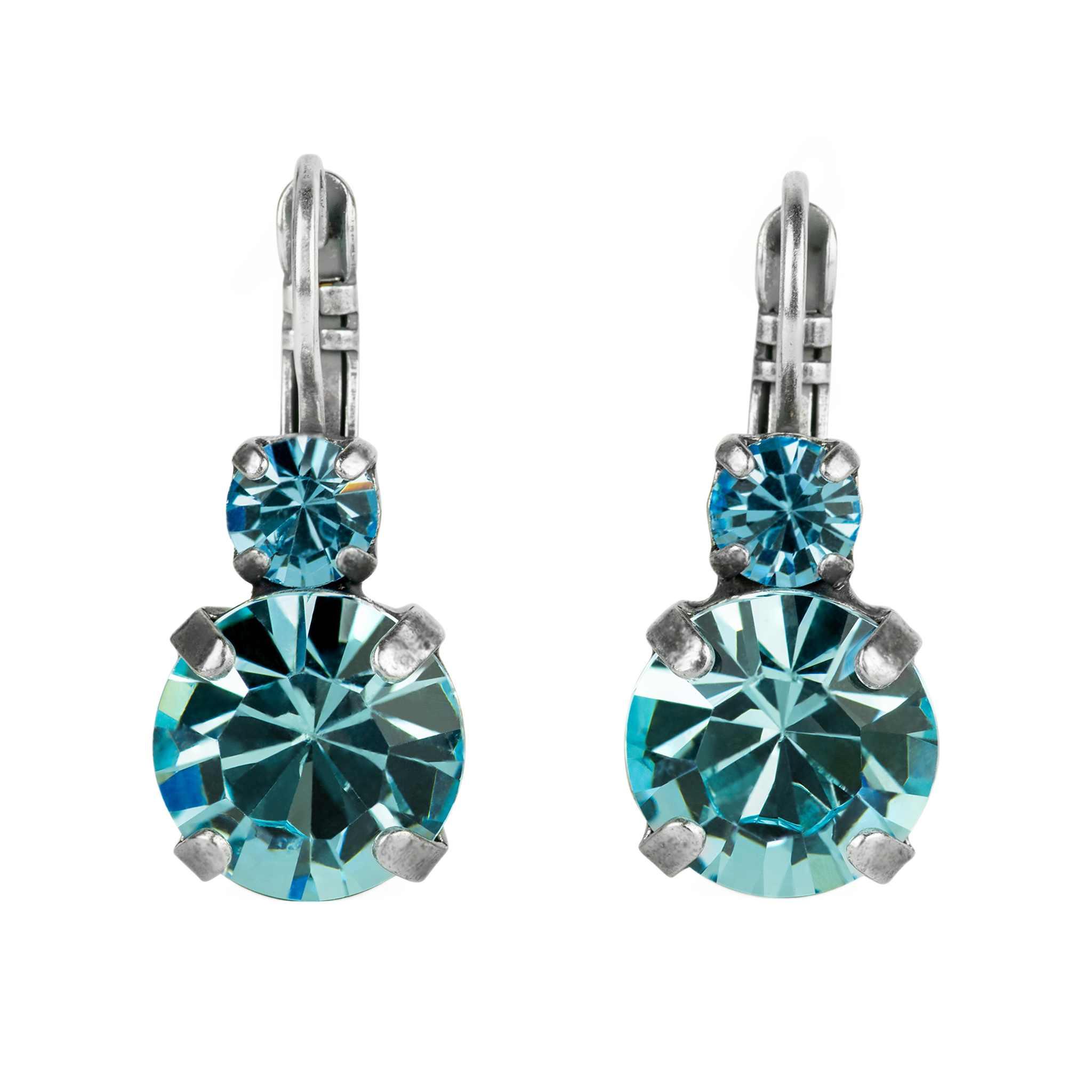 Large Double Stone Leverback Earrings in "Aquamarine" *Custom*