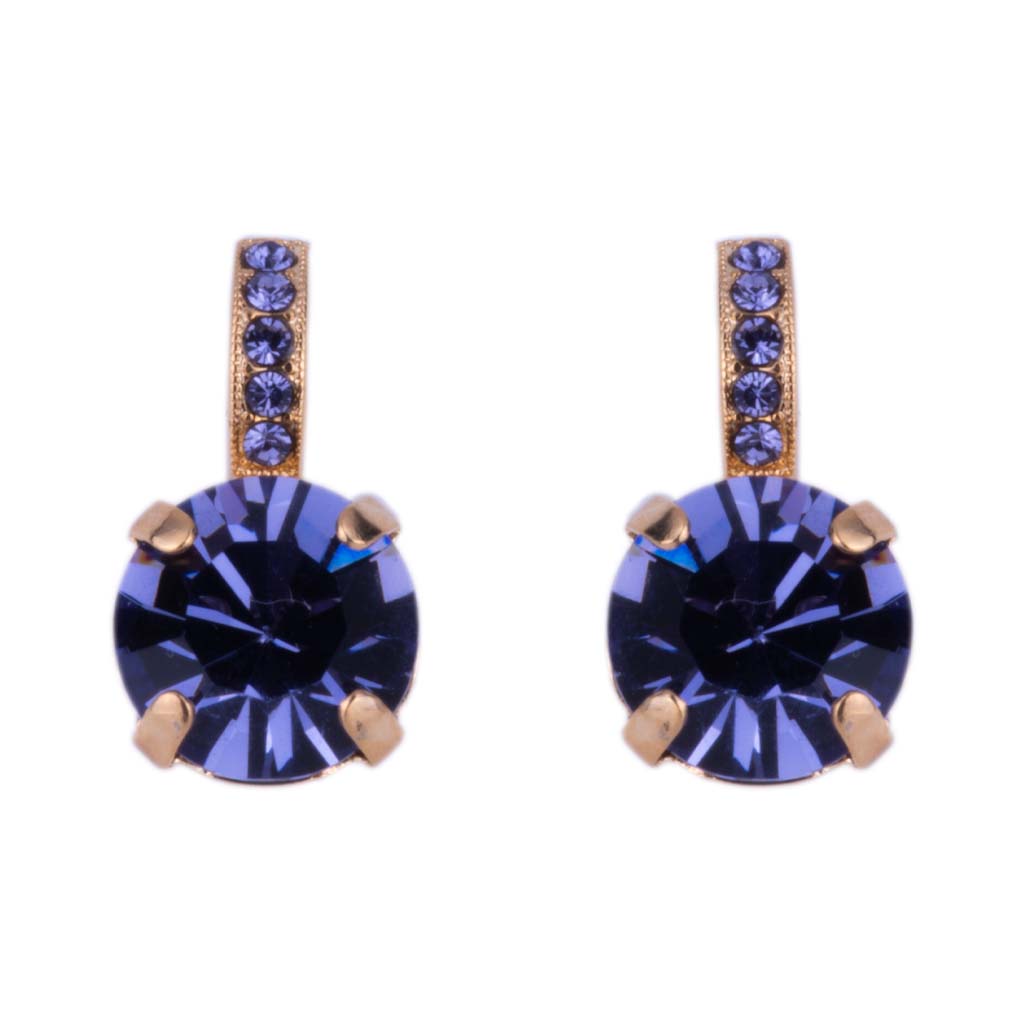 Lovable Embellished Single Stone Leverback Earrings in "Tanzanite" *Custom*