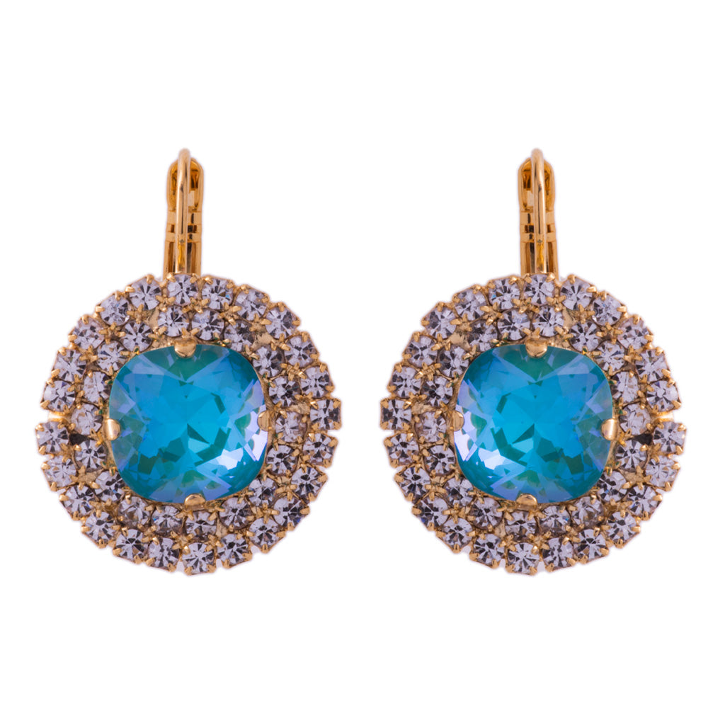 Large Cushion Cut Double Halo Leverback Earrings in "Circle of Life" *Custom*