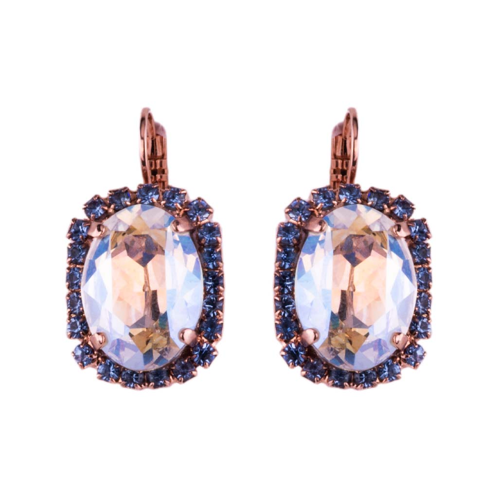Extra Luxurious Oval Halo Leverback Earrings in "Dancing in the Moonlight" *Custom*