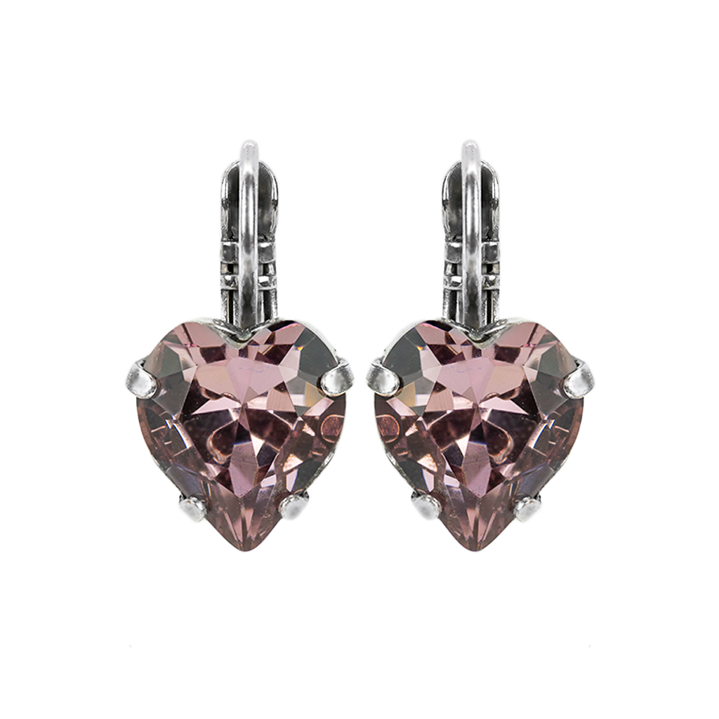 Heart Leverback Earrings in Light Amethyst  *Custom*
