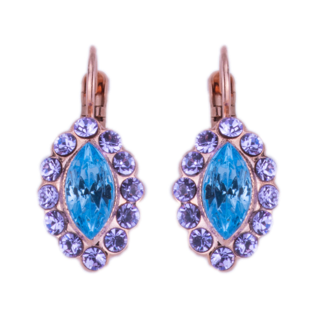 Marquise Halo Leverback Earrings in "Electric Blue" *Custom*