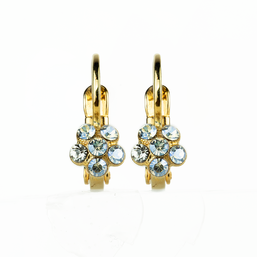 Petite Flower Leverback Earrings in "Crystal Moonlight"  *Custom*