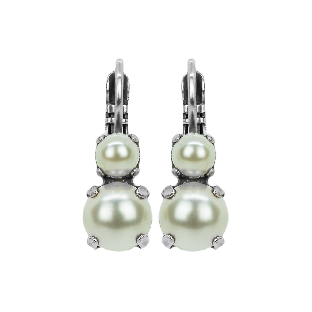 Medium Double Stone Earrings in Cream Pearl *Custom*