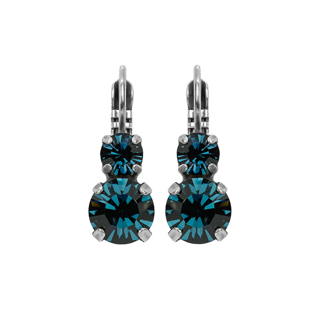 Medium Double Stone Leverback Earrings in "Montana Blue"  *Custom*