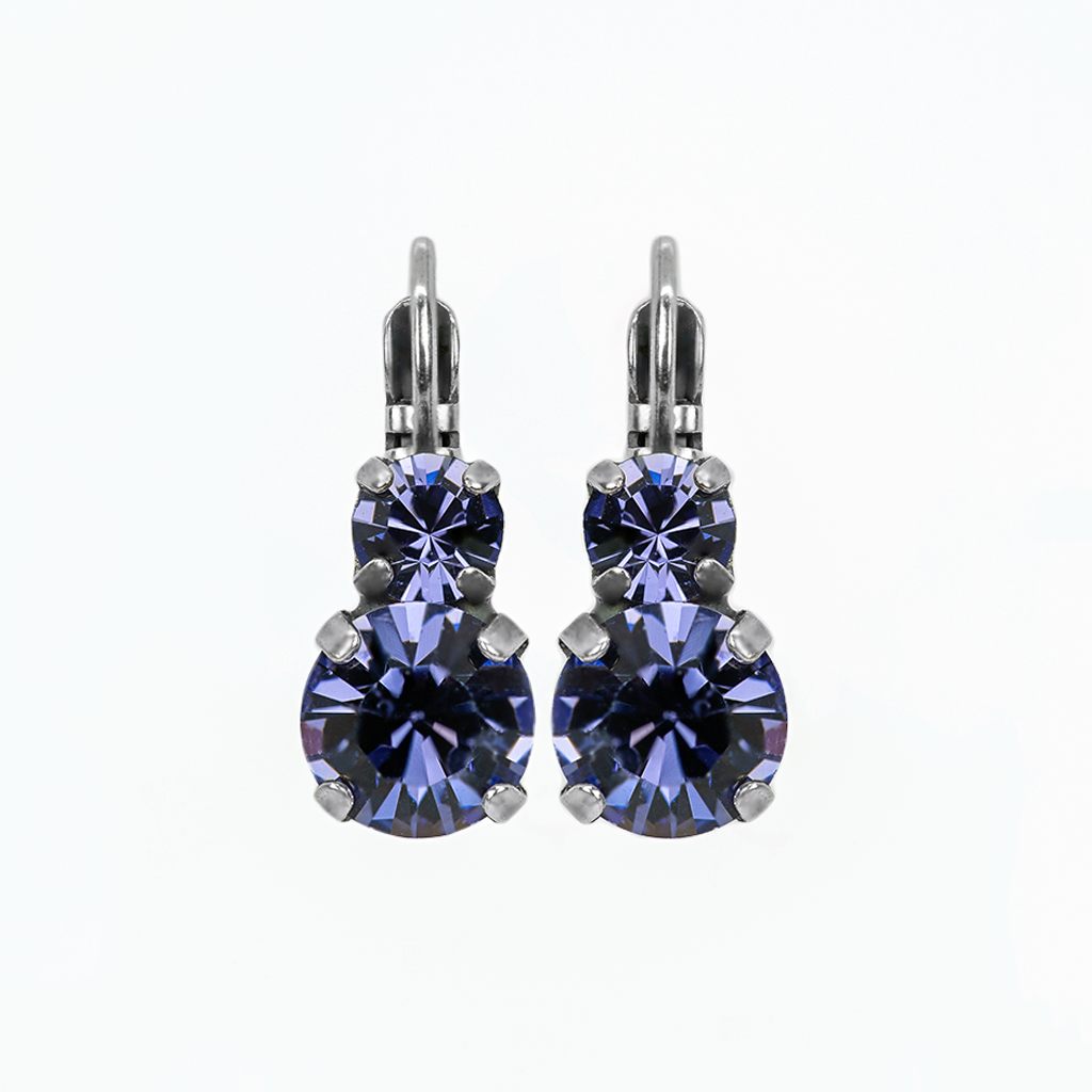 Medium Double Stone Leverback Earrings in "Tanzanite" *Custom*