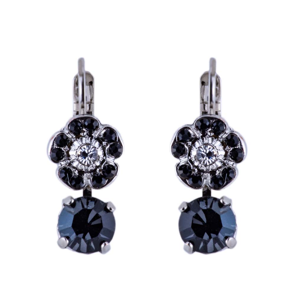 Cosmos Drop Leverback Earrings in "Black Orchid" *Custom*