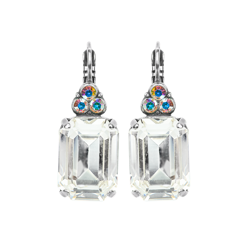 Large Emerald Cut Bridal Leverback Earrings "On A Clear Day" *Custom*