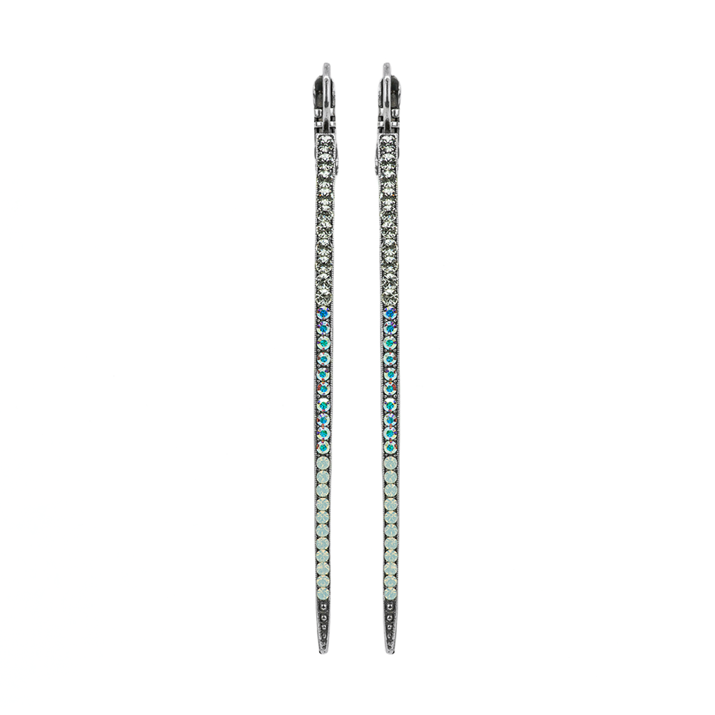 Vertical Bar Bridal Leverback Earrings  - Antique Silver