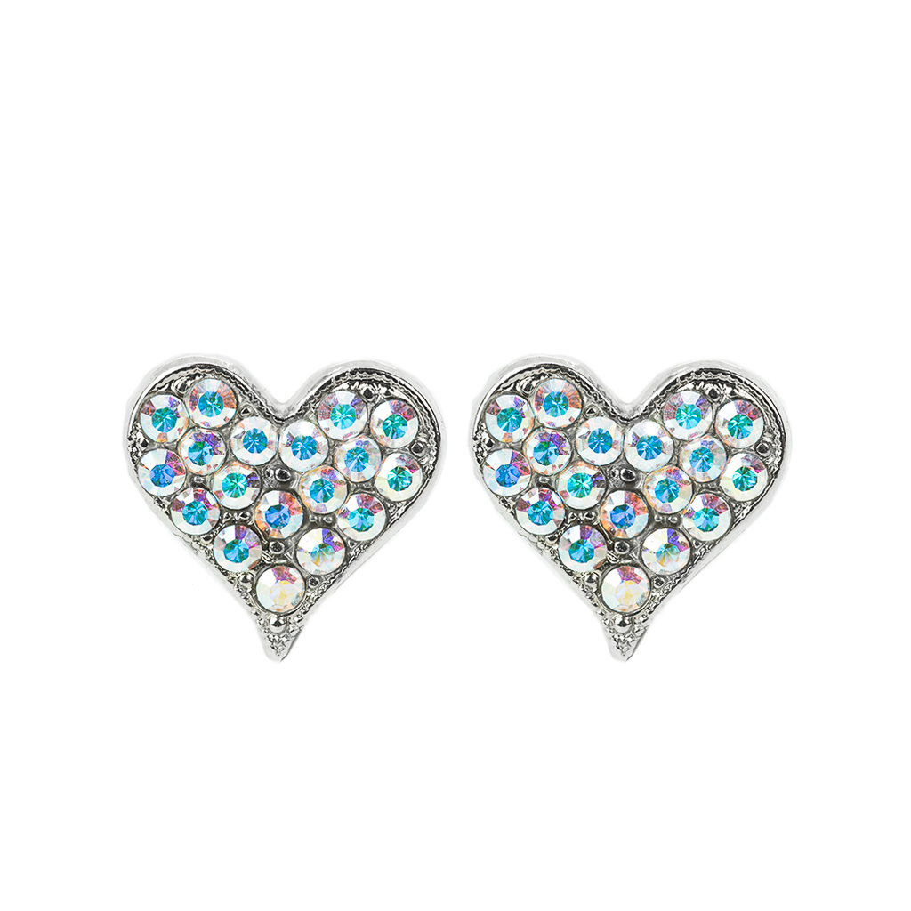 Embellished Heart Post Earrings in Aurora Borealis *Custom*