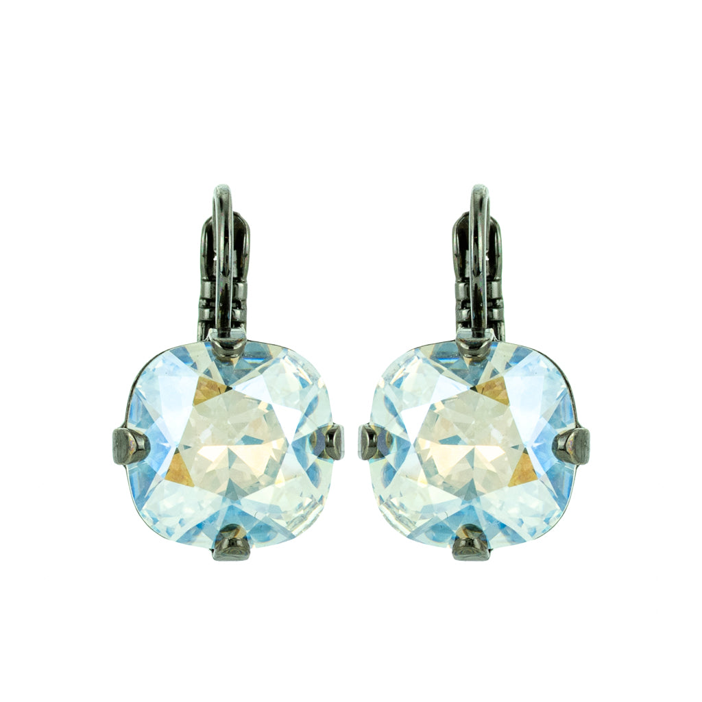 Cushion Cut Leverback Earrings in "Crystal Moonlight" *Custom*