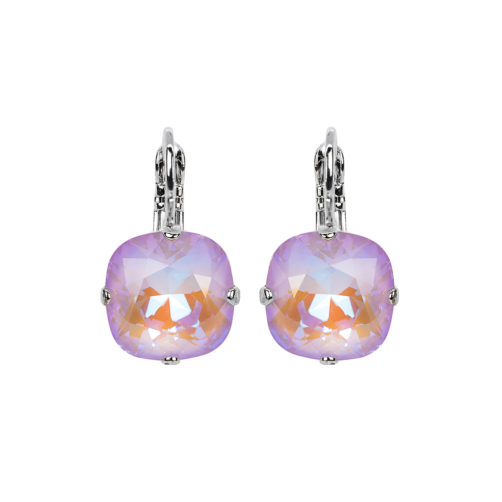 Cushion Cut Leverback Earrings in Sun-Kissed "Lavender" *Custom*
