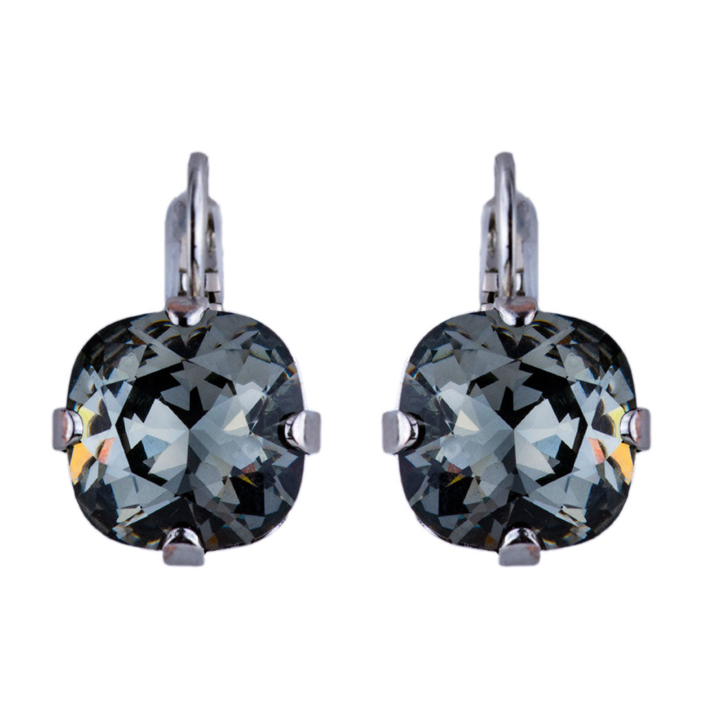 Cushion Cut Leverback Earrings in "Black Diamond" *Custom*