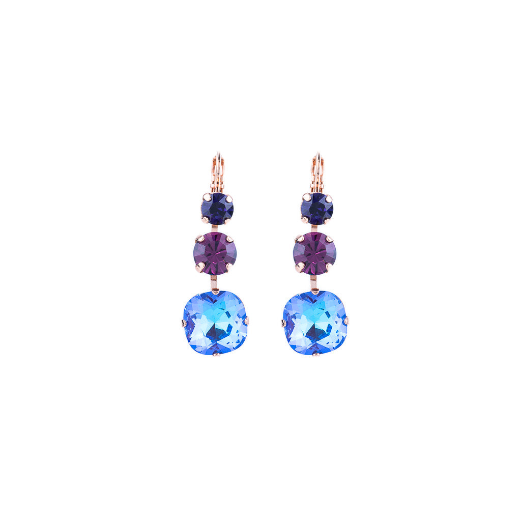 Trio Round and Cushion Cut Leverback Earrings in "Wildberry"  *Custom*