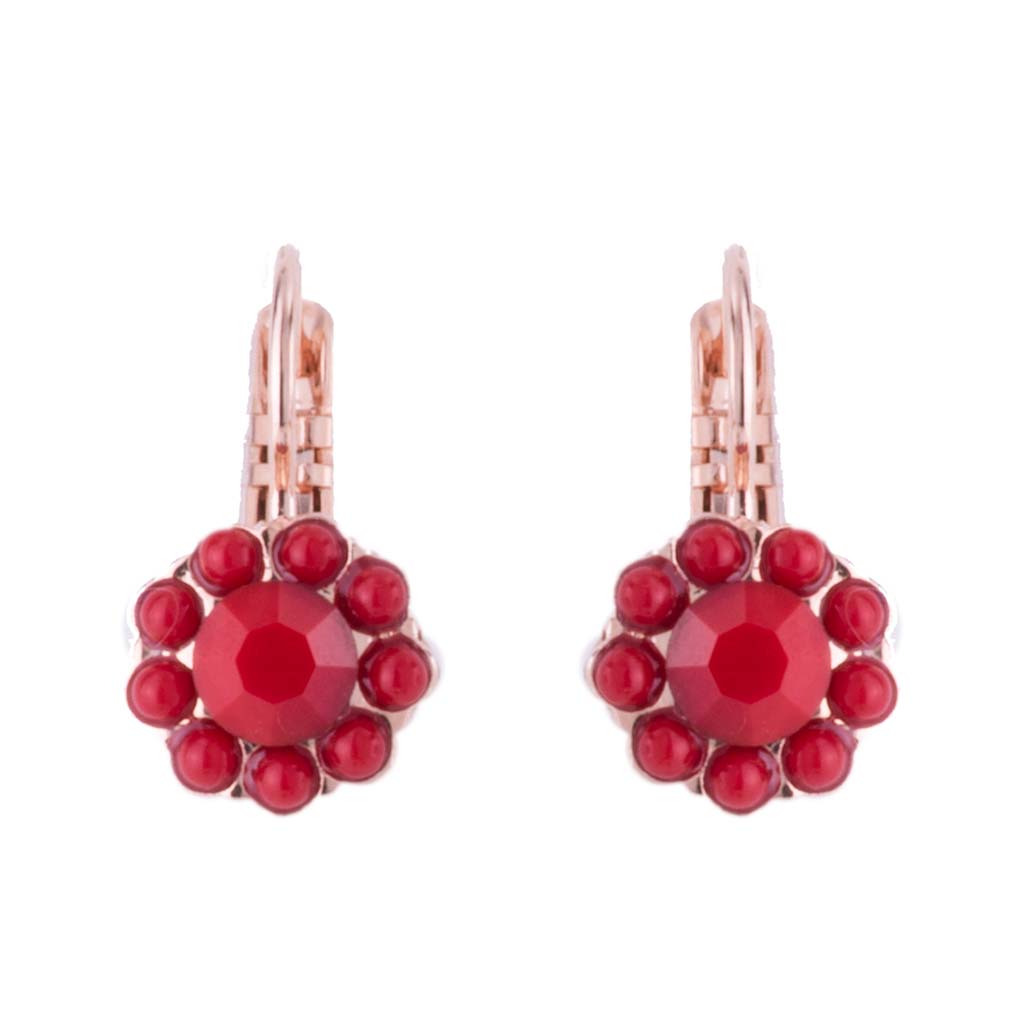 Medium Flower Leverback Earrings in "Red Coral" *Custom*