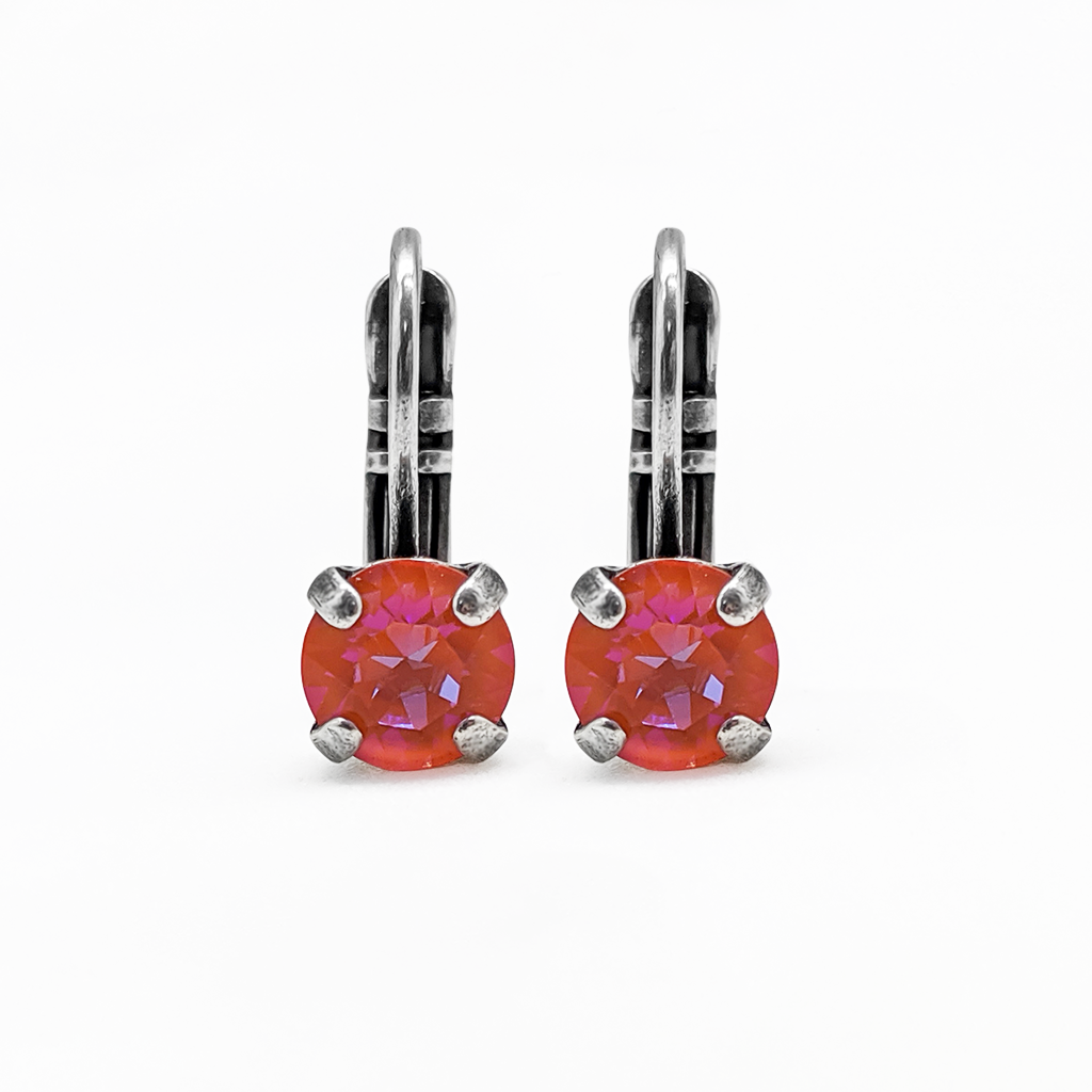 Petite Single Stone Leverback Earrings in Sun-Kissed "Sunset" *Preorder*