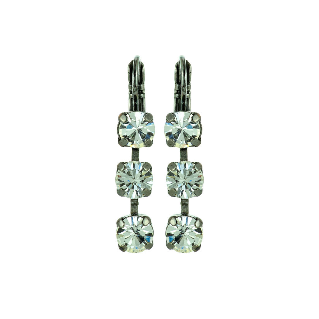 Petite Three Stone Leverback Earrings in "Crystal Moonlight" *Preorder