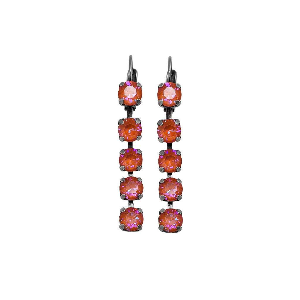 Petite Five Stone Leverback Earrings in Sun-Kissed "Sunset" *Custom*