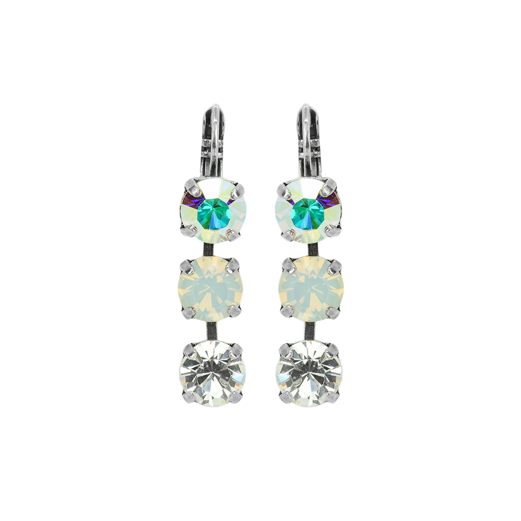 Three Stone Bridal Leverback Earrings in "On A Clear Day" *Custom*