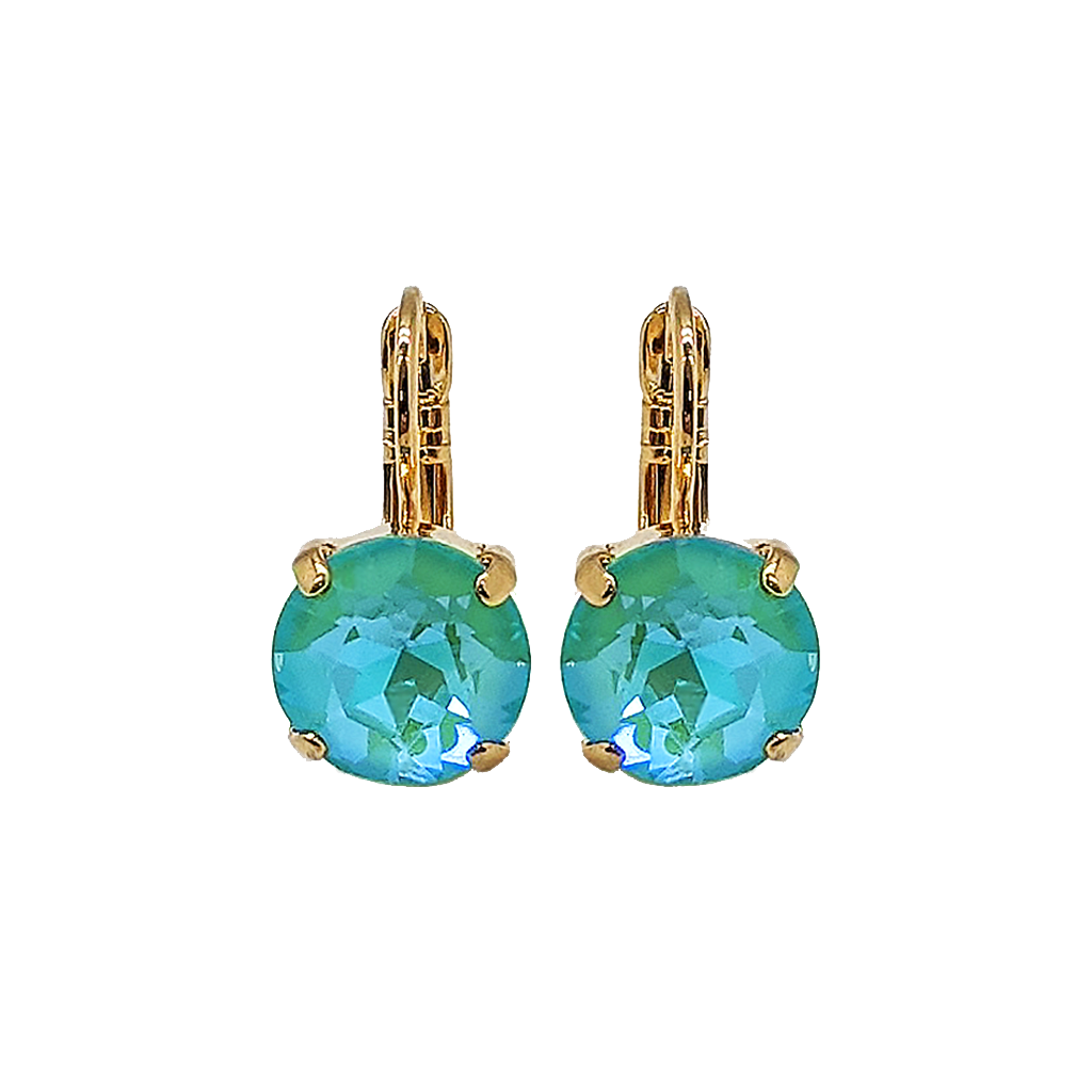 Large Single Stone Leverback Earrings in Sun-Kissed "Aqua" *Custom*