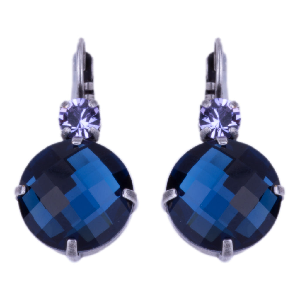 Extra Luxurious Double Stone Leverback Earrings in "Electric Blue" *Custom*