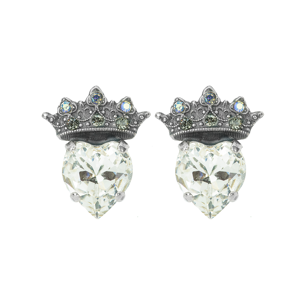 Princess Heart Post Earrings in Clear  *Custom*