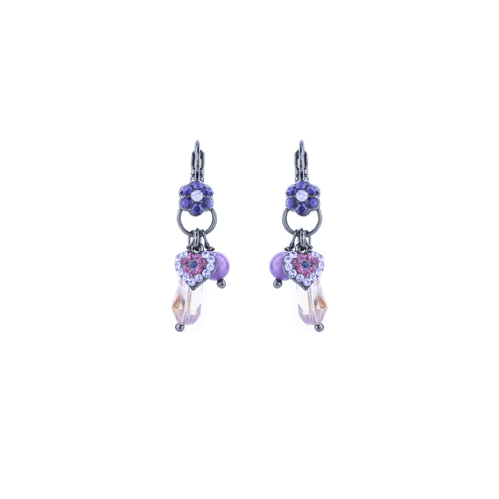 Petite Flower Dangle Leverback Earrings in "Wildberry"  *Custom*