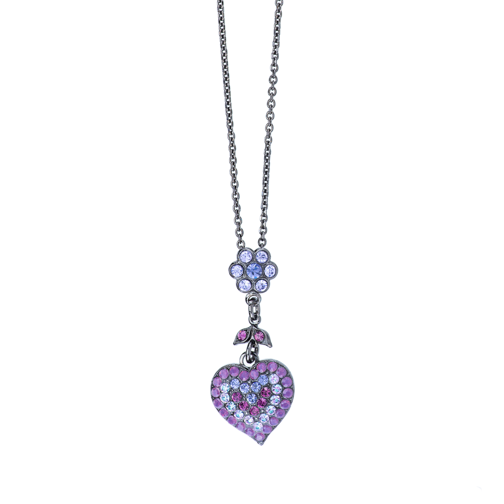 Heart and Petite Flower Pendant in "Wildberry" *Custom*