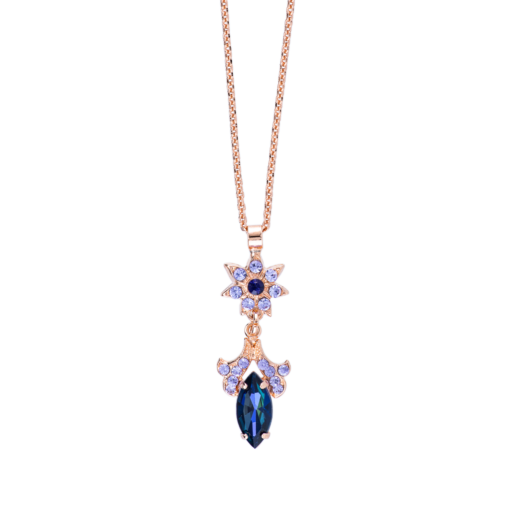 Ornate Marquise & Flower Dangle Pendant in "Wildberry" *Custom*