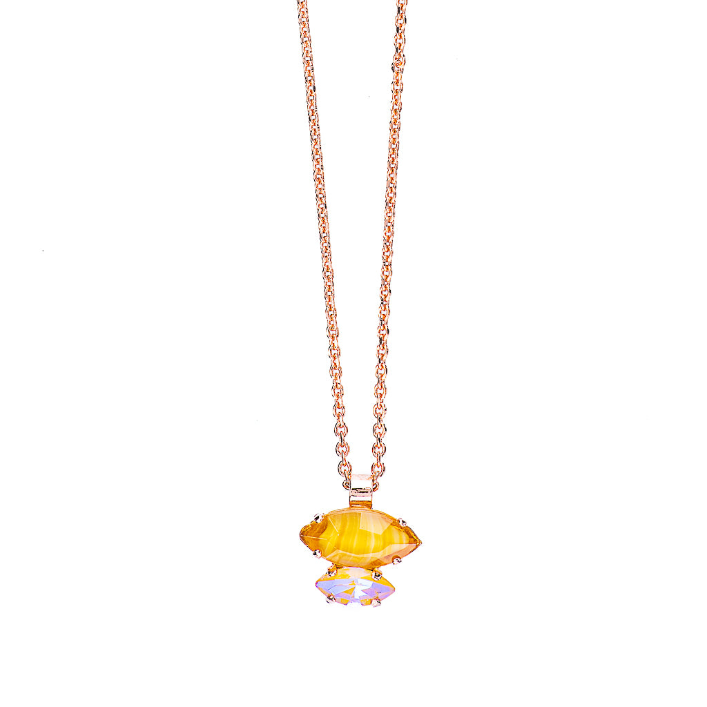 Double Marquise Stacked Pendant  in "Chai" - Rose Gold