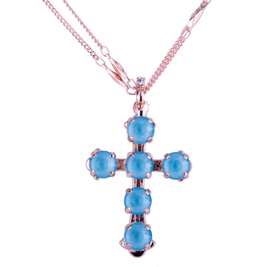 Medium Everyday Cross Pendant in "Summer Blue" *Custom*