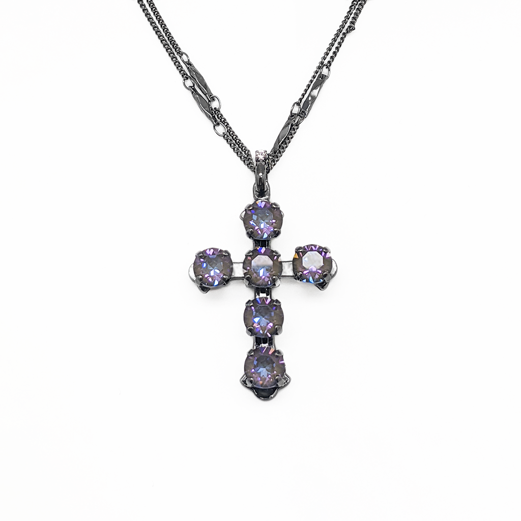 Flower Cross Pendant in Sun-Kissed "Midnight" *Custom*