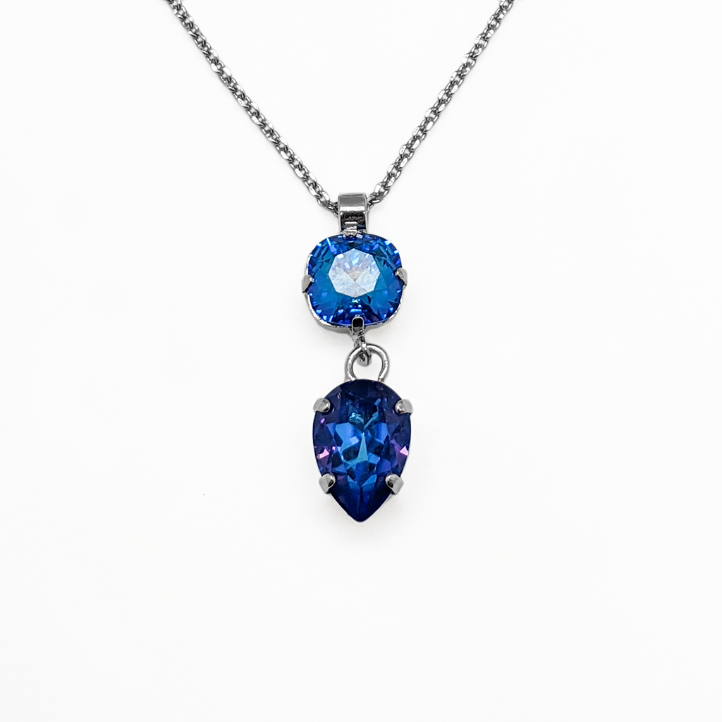 Double Stone Cushion Cut and Pear Pendant in Sun-Kissed "Capri" *Custom*