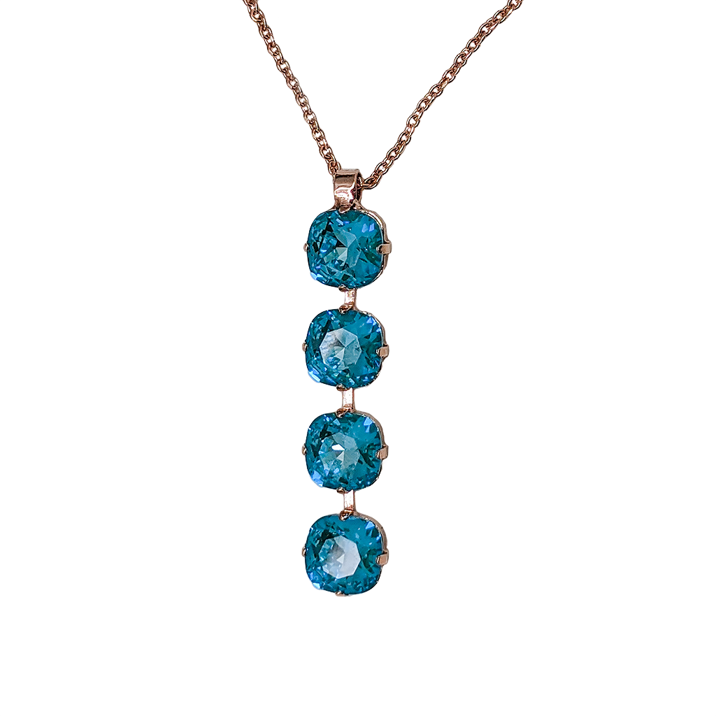 Four Stone Small Cushion Cut Pendant in Sun-Kissed "Laguna" *Custom*